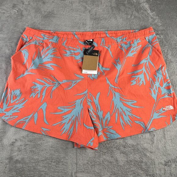 The North Face Shorts Womens 3X Orange Class V FlashDry Tropical Print NF0A81W2 - Picture 1 of 15